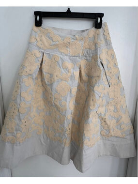 Chloé Light Blue & Beige Embroidered A-Line Skirt